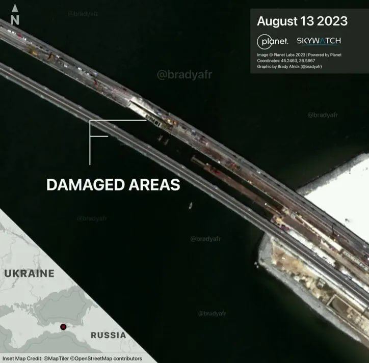 ​Враг ремонтирует Крымский мост: опубликованы спутниковые снимки от 13 августа