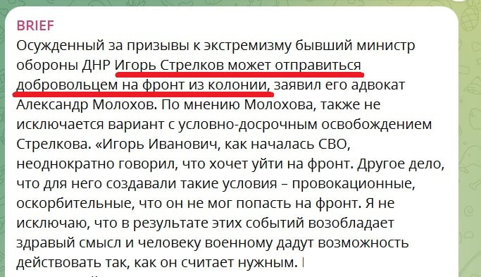 У Гиркина есть планы на Украину: адвокат сделал заявление