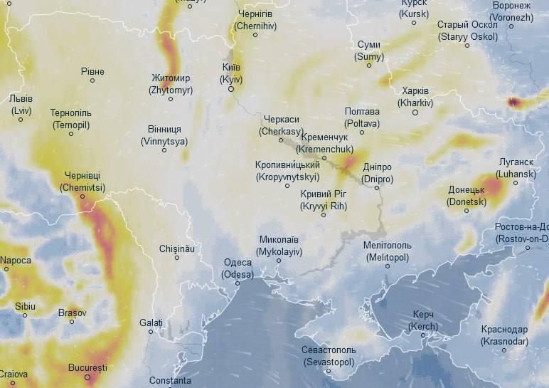 Украину скоро накроет новое облако загрязненного воздуха: каким городам подготовиться – прогноз  Ventusky