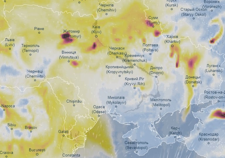 “Грязное облако” из Европы накрыло Украину: где ожидать наибольшего загрязнения воздуха – Ventusky