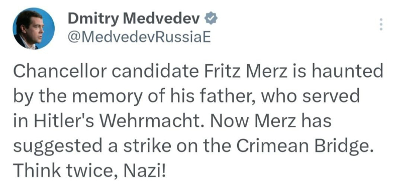 У Медведева "срыв" из-за заявления Мерца о "Таурусах": "Подумай дважды"