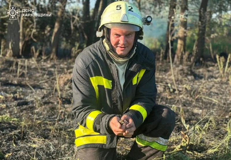 В Харьковской области спасатели спасли птенца во время тушения пожара