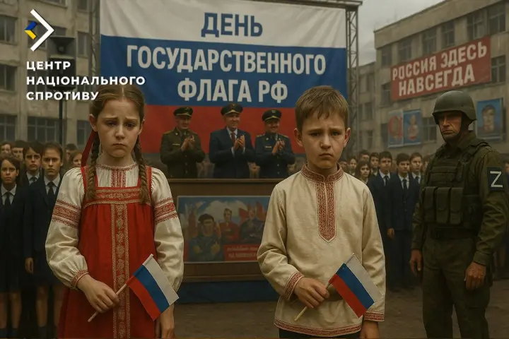 На временно оккупированных территориях Украины оккупанты лишили детей последних дней каникул ради парадов ко «дню флага РФ» – ЦНС