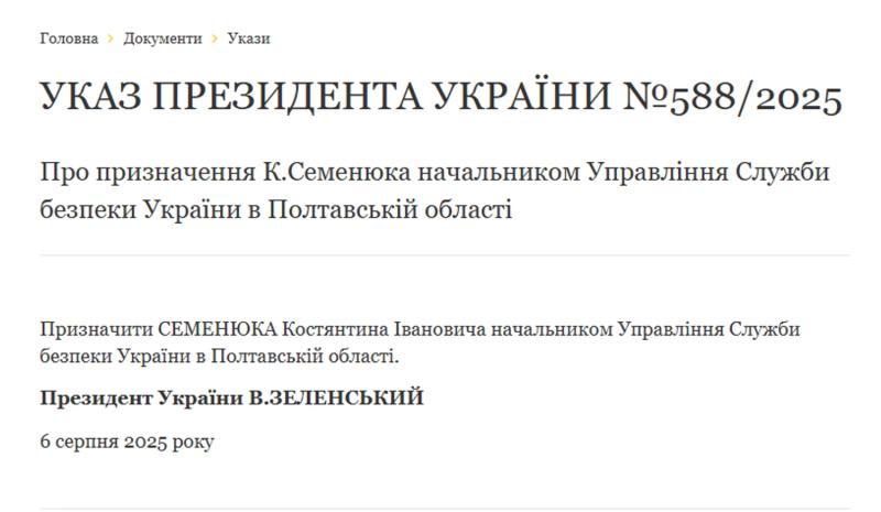 Зеленский сменил руководителей СБУ в двух областях: детали указов