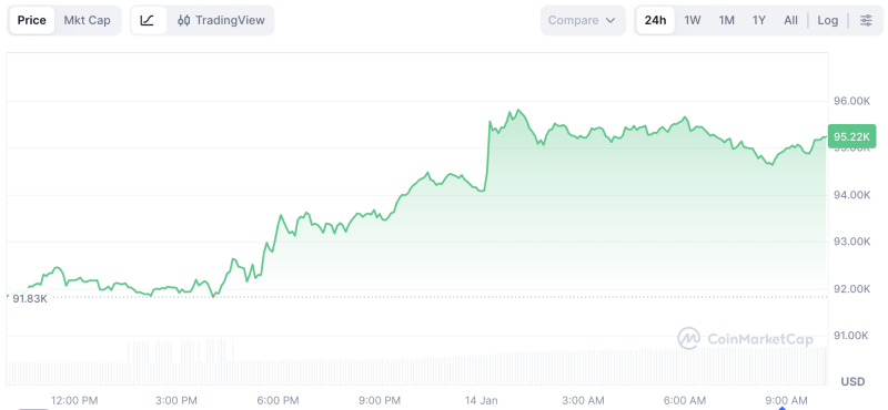 Біткоїн наблизився до $96 000, Пакистан інтегрує стейблкоїн USD1 у свою платіжну систему: що нового